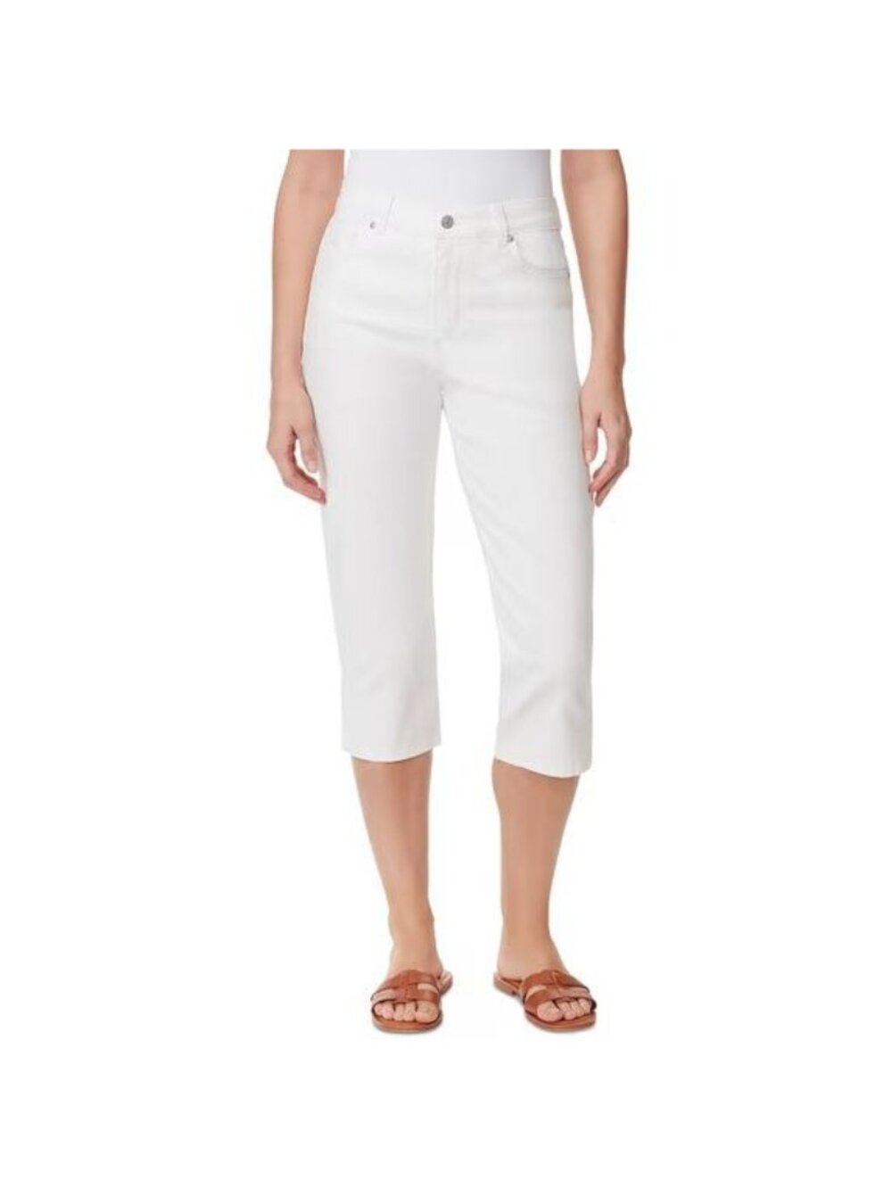 Gloria Vanderbilt Womens Denim Jeans Capri Pants Vintage White Size 12 Defected